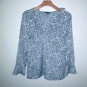 Banana Republic S Workwear Long Sleeved Gray Dots Top